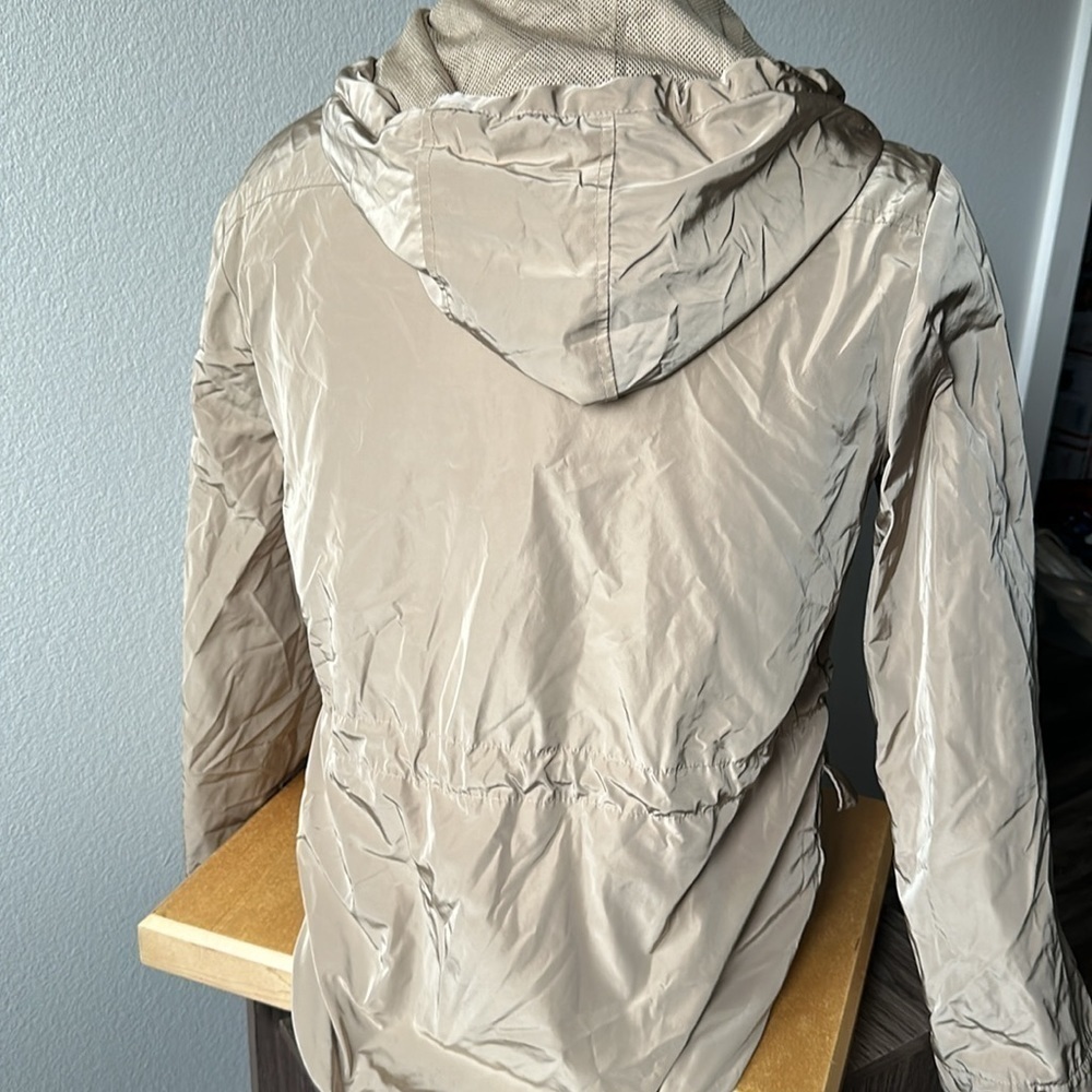 Talbots jacket size 14 cream gold ir hooded double zipper drawstring coat - Picture 5 of 11
